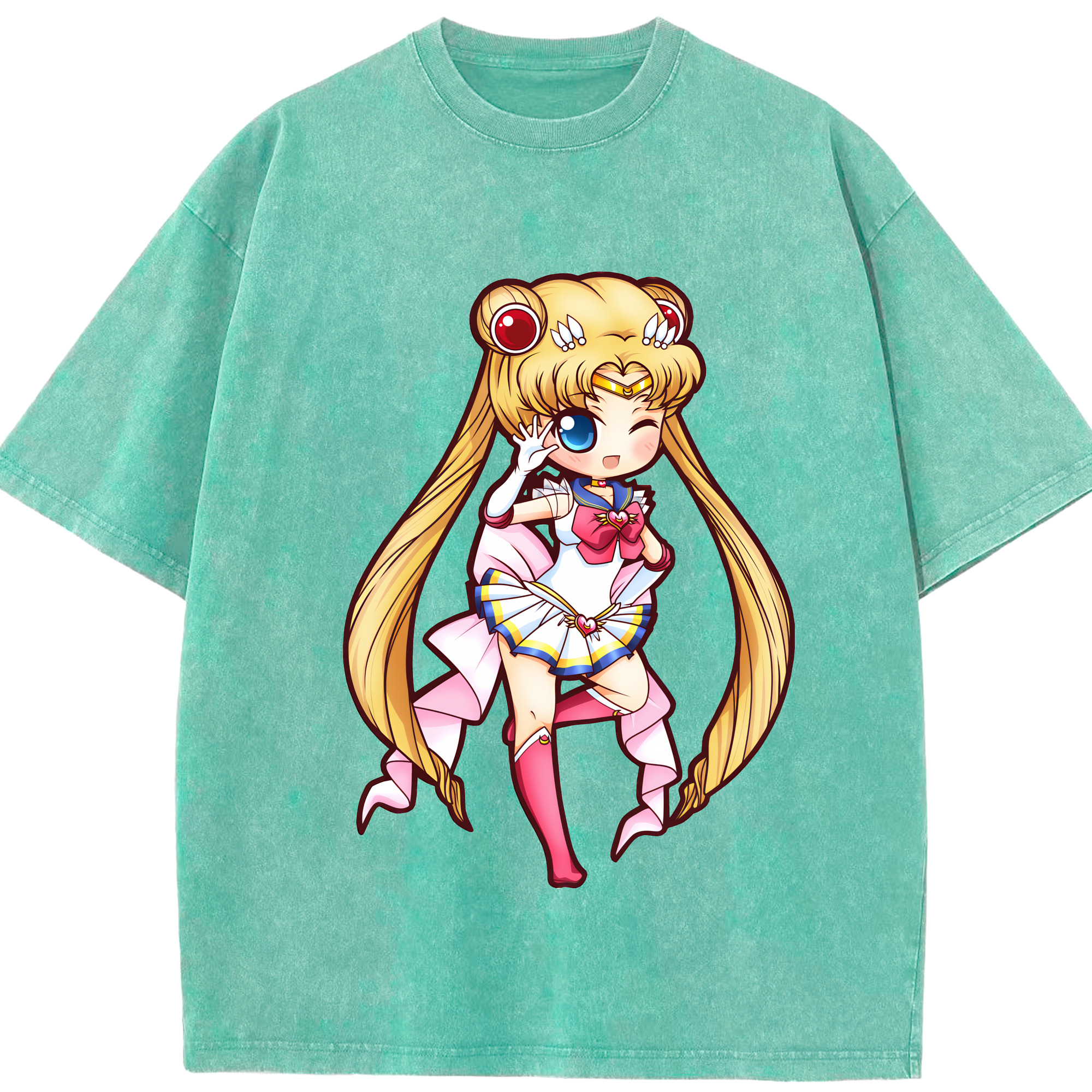 （画像用） 美少女戦士セーラームーン 月野 うさぎ つきの うさぎ Sailor Moon Tsukino Usagi 綿100% ヴィンテージ風 半袖Tシャツ（フロントプリント）